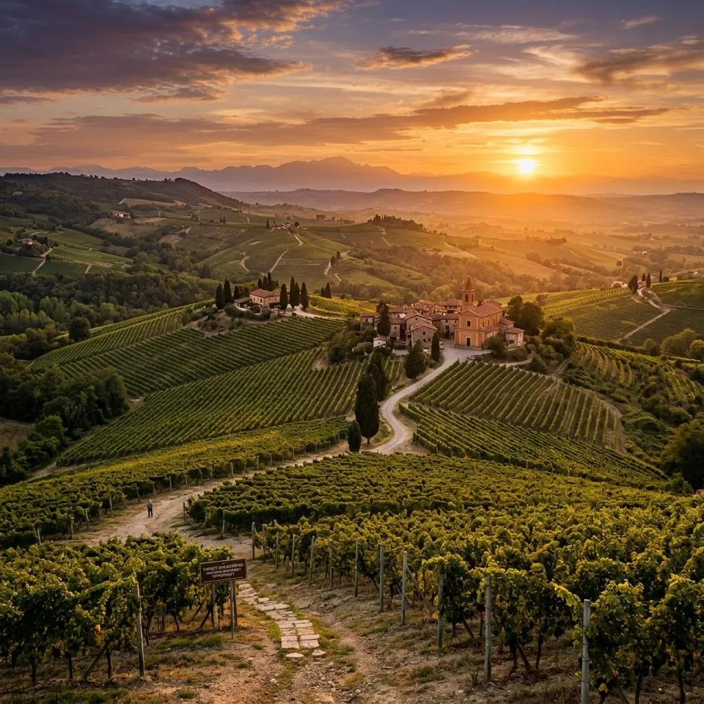 European vineyard land investment landscape sunset