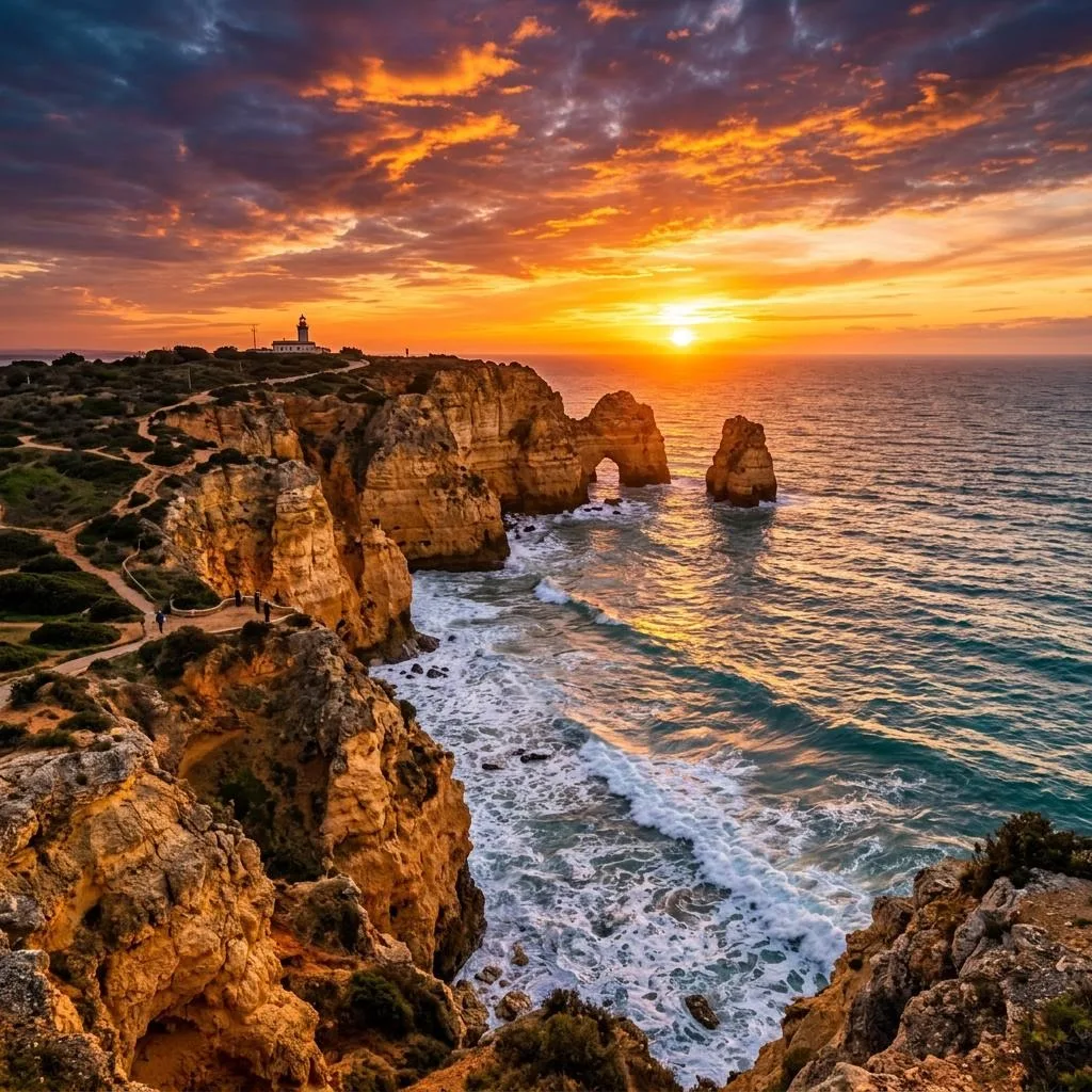Portugal Algarve coastal land cliffs