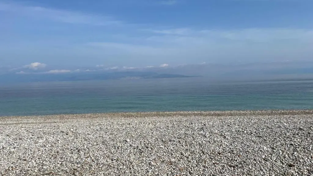 Direct view across the beach towards the sea