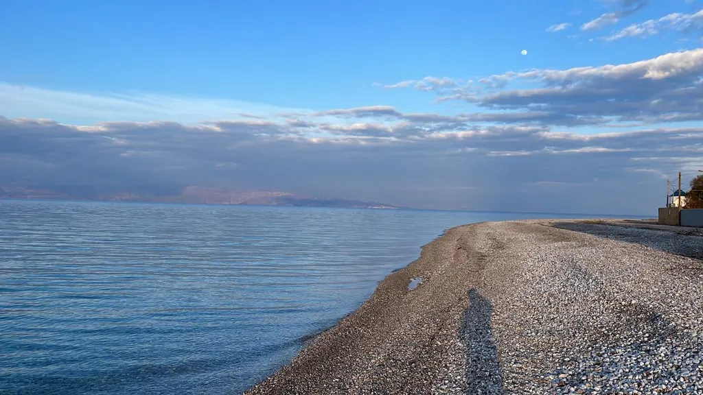 Shoreline and beach beside the seafront plot