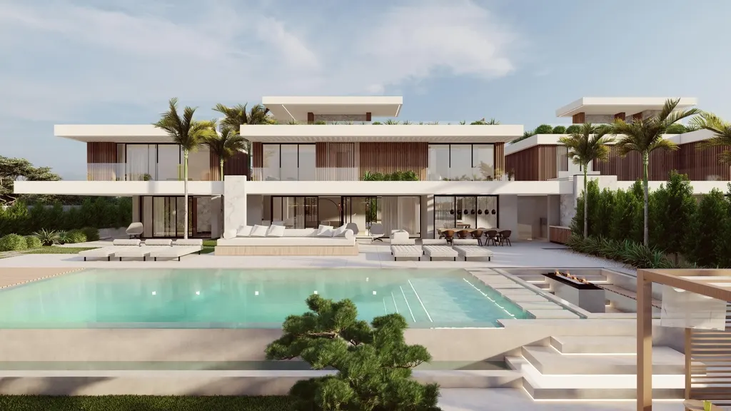 Pool elevation of the approved contemporary villa project